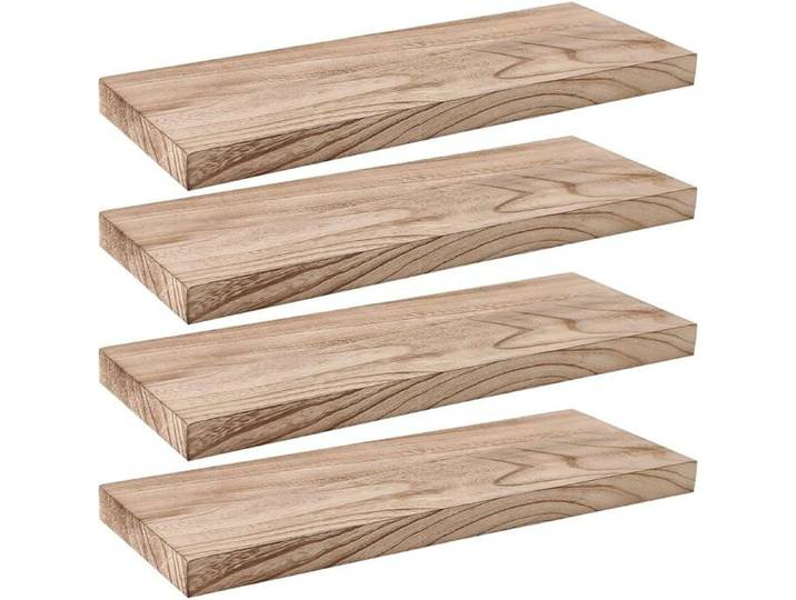 4 pcs Etagere Murale 40 cm étagère Murale en Bois étagère Suspendue en Paulownia étagère Flottante adaptée pour Le