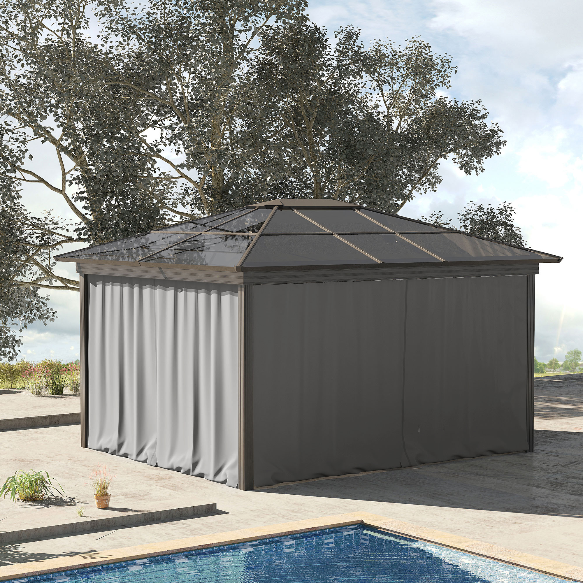 Outsunny Tenda di ricambio per gazebo, set da 4, per gazebo 3x3m, 302x205cm, Grigio chiaro   Aosom Italy