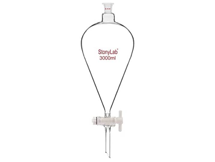 stonylab Scheidetrichter Glas, Borosilikatglas 3000 ml Scheidetrichter Heavy Wall Conical Separatory Funnel Trichter mit Glas Absperrhahn 24/29 Gelenk und PTFE-Absperrhahn, 3000 ml
