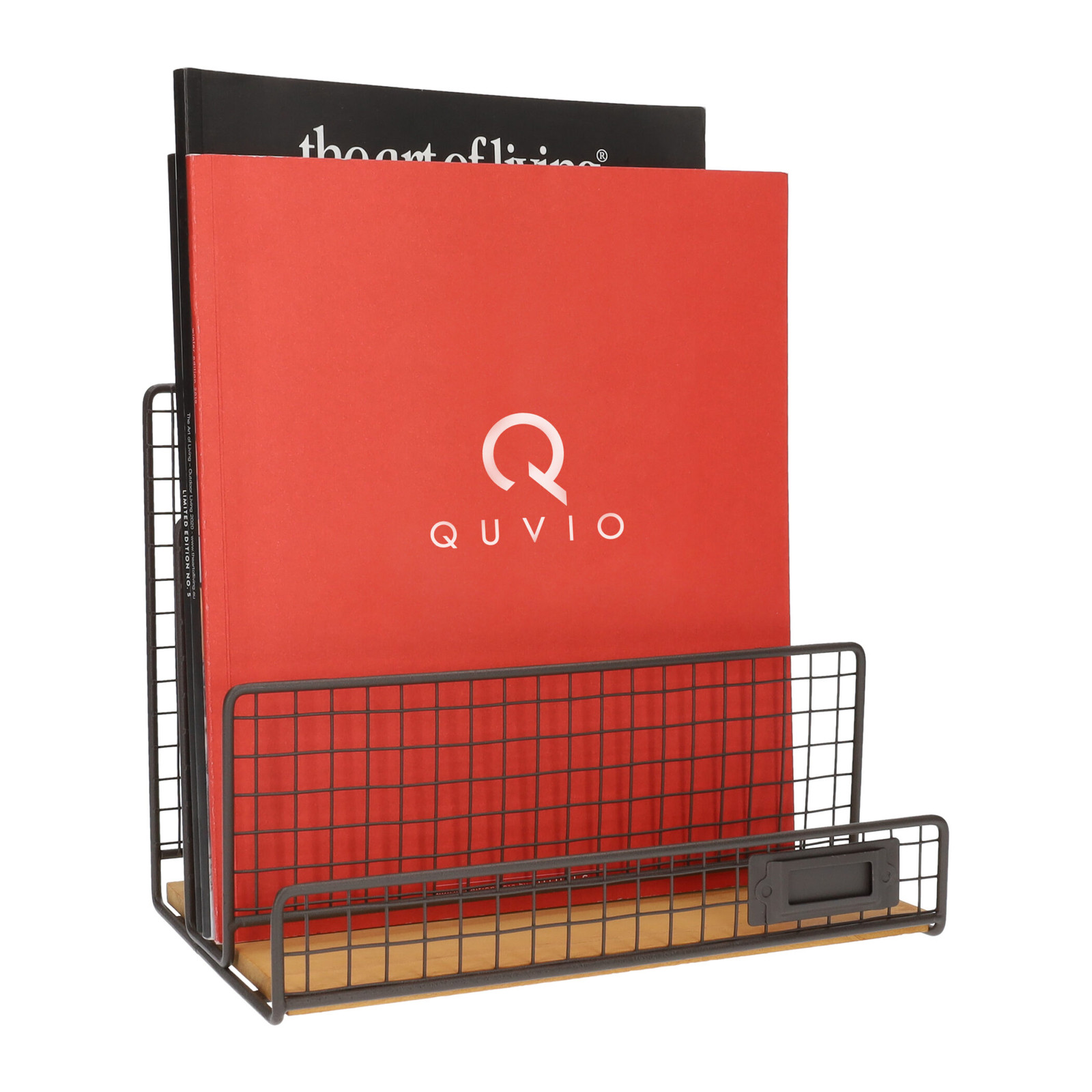 QUVIO Tijdschriftenrek staand van metaal en hout