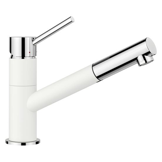 Blanco KANO-S silgranitweiss/chrom | Niederdruck | Mit herausziehbarem Schlauch | Rückflussverhindere (527650)