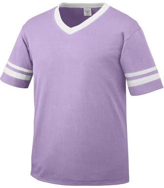Augusta Sportswear 360 Athletic Sleeve Stripe Jersey T-Shirt in Light Lavender/White size 3XL   Cotton Polyester