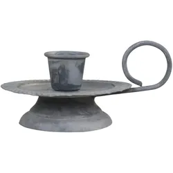 Chic Antique Kammerleuchter auf Fuß für Stabkerzen, H5/L10,5/B8,5 cm, antik zink