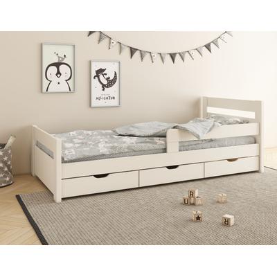 Kinderbett OTTO HOME "TIMMO ", inklusive 3 Schubkästen", weiß, B:98cm H:72cm L:208cm, Betten, Kinderbett, bodentief, mit Rausfallschutz, zertifiziertes Massivholz