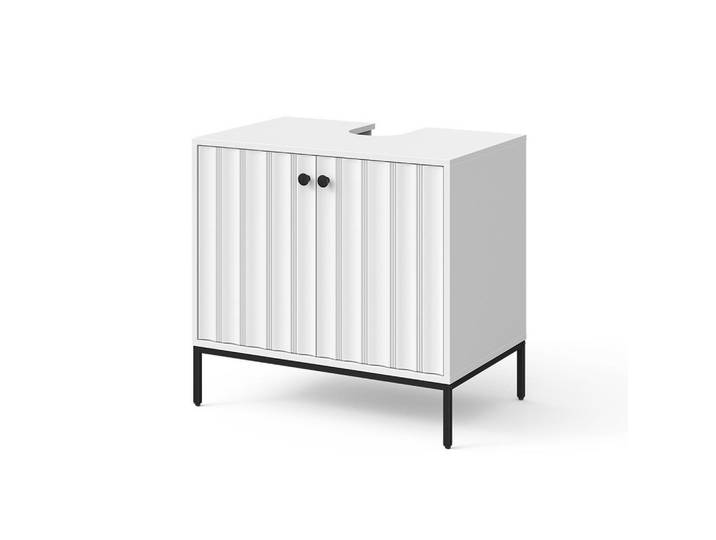 Vicco Waschbeckenunterschrank Eliza Weiß Riffel 70 x 63 cm, Holzwerkstoff, 1 Fächer, Rechteckig, 70x63x45 cm, Badezimmer, Badezimmerschränke, Waschbeckenunterschränke