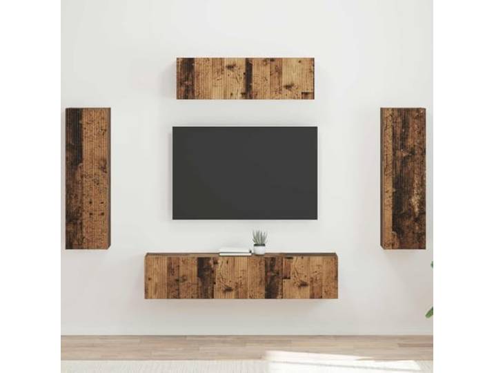 GKMBCVDFR Wandmontierter TV-Schrank aus Altholz, 5 STK., Schwebend Altholz, schwebend, 5-teilig, robust, vielseitig, einfache Reinigung