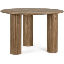 Esstisch Dacca aus Mangoholz, modern rundes Design, braun, Ø 120 cm, für 4–6 Personen