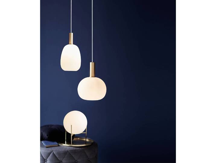 Lampe Alton Ø 20cm Blanc Matériau : Verre, Métal Type de métal : Laiton E14