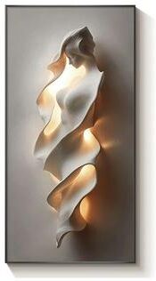 ilyeco Minimally Abstract Entrance Decoration Painting With High End Relief & LED Wall Lamp, Hanging Room Decor b l