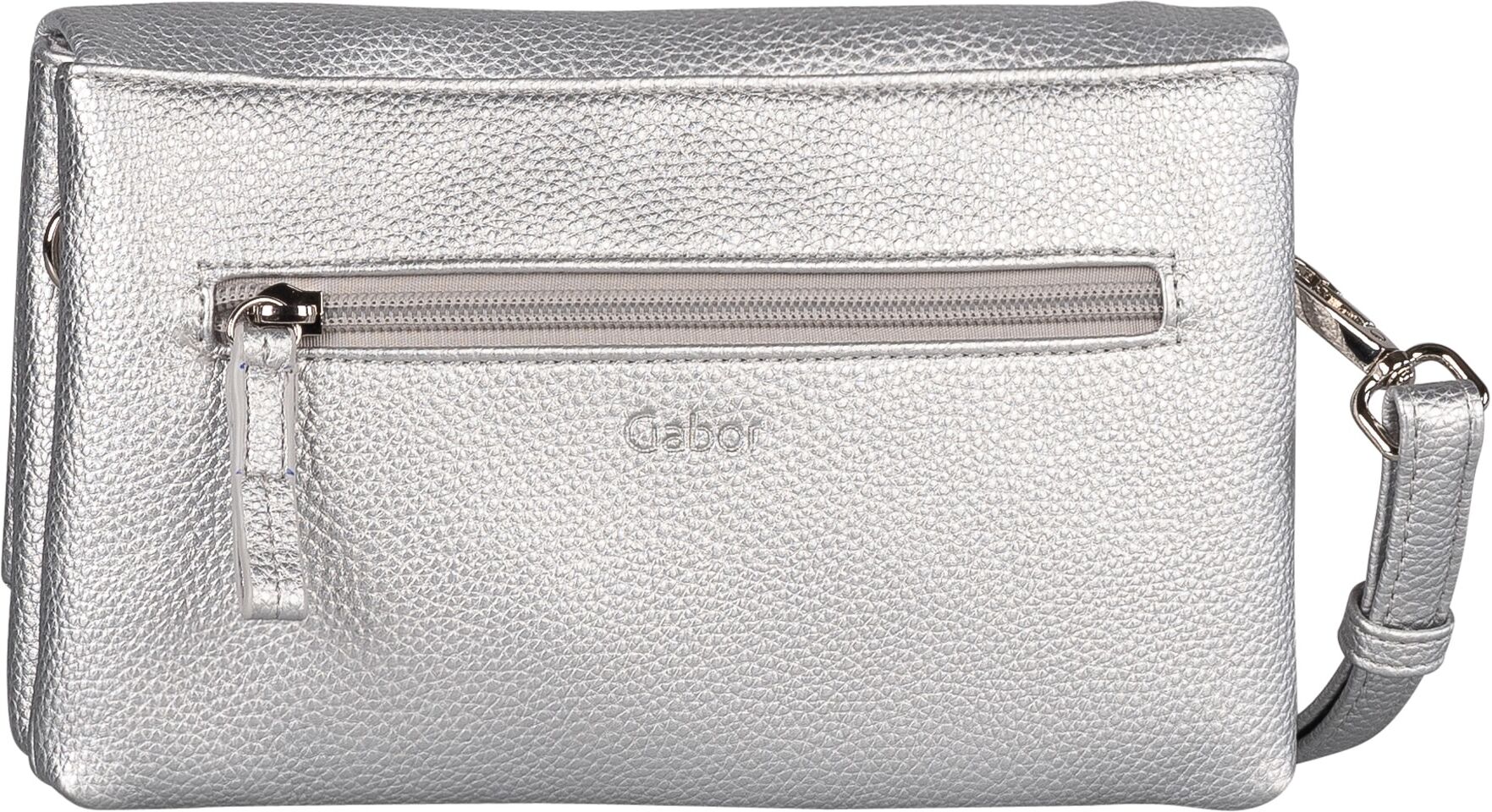 Abendtasche GABOR "Salara", Damen, Gr. B/H/T: 23cm x 14cm x 4,5cm, silber (silberfarben), Lederimitat, clean, gepflegt, geprägtes Muster, unifarben, Taschen Abendtasche, Umhängetasche, mit 2 Kammern je nach Anlass variabel tragbar silberfarben B/H/T: 23cm