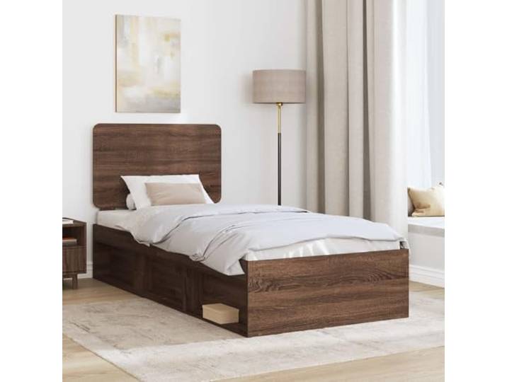 SKTQYQO Bettgestell Kiefer massiv 75 x 190 cm braun Zeitgenössischer Rahmen, elegantes Design, klare Linien, geeignet für jedes Zimmer