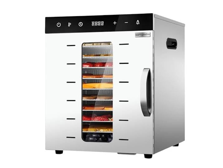 GGM Gastro Dörrautomat mit 10 Ablagen 800 W Professionelle Edelstahlkonstruktion, ideal für den Dauereinsatz, digitale Präzisionssteuerung, einfache Reinigung