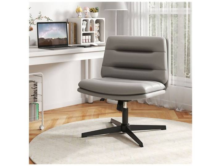GIANTEX Chaise de Bureau Ergonomique-Hauteur Réglable-Dossier Inclinable-Charge 150 kg-Fauteuil Rembourré pour Bureau Chambre-Gris