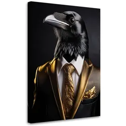 WANDBILD schwarzer rabenvogel im anzug