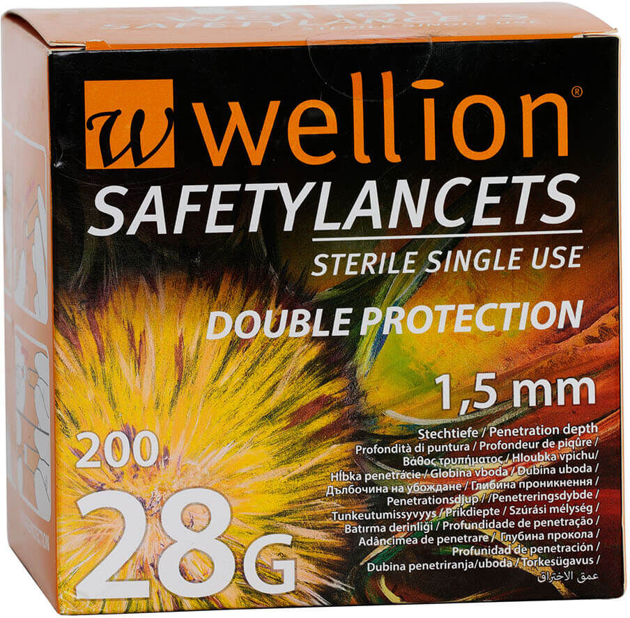 Wellion 28G Safety Lancetten (200 stuks)