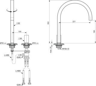 IDEAL STANDARD A7831A2 Waschtischarmatur hoher Auslauf Solos
