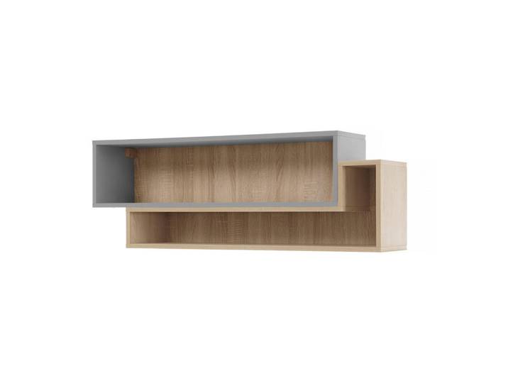 Deine Möbel 24 Kinder-Wandregal Olaf 07 115/25/40 in Platin Grau / Biskuit Eiche, Grau, Eichefarben, 115x40x25 cm, Wohnzimmer, Regale, Wandregale