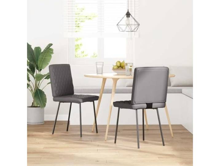 KLGBNCVE Esszimmerstühle 2 STK. Grau Kunstleder Metall und Holz Gestell, dicker Schaumstoff, schmutzabweisend, Esszimmer Wohnzimmer Gästezimmer