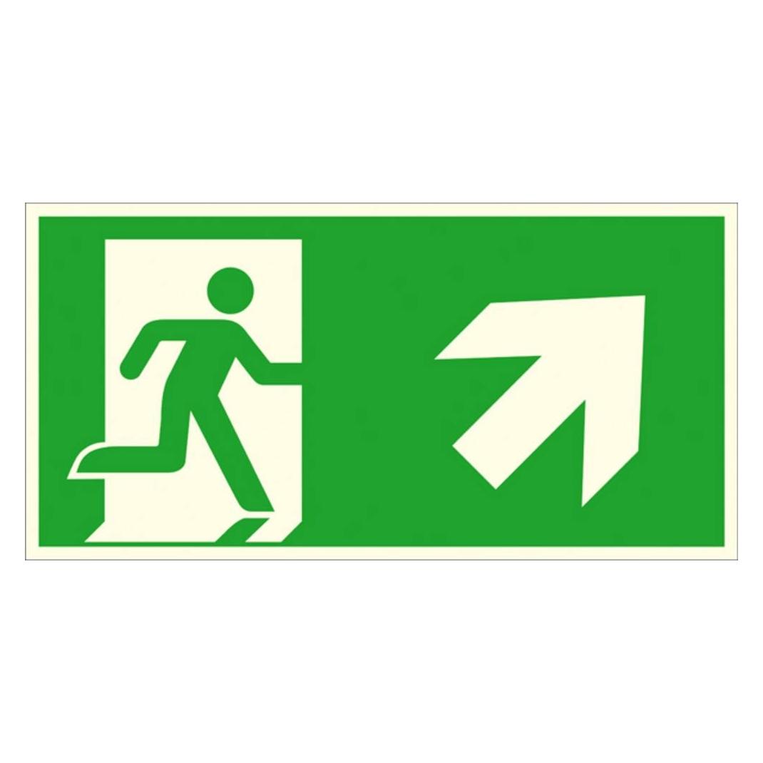 Wolk Fluchtwegschild Aluminium Notausgang rechts schräg aufwärts (15.A1070)
