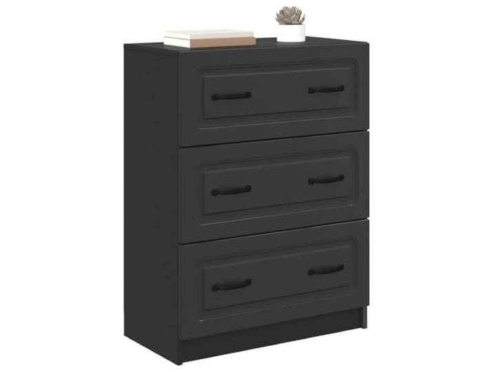 KTHLBRH Schrank mit Schubladen, schwarz, 66 x 34,5 x 87 cm Technisches Holz, Griffe Stange, moderner Vintage-Stil, 2 Schubladen, vielseitig einsetzbar