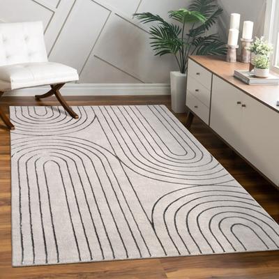 Paco Home Elegant Area Rug with Carved Lines and Arch Pattern