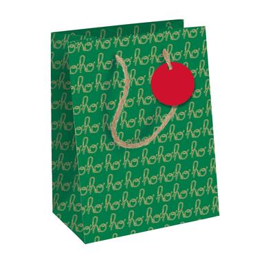 Clairefontaine 6x Mittelgroße Geschenktasche, Esprit de Noël, Kraft, 21,5x10,2x25,3cm - Grün X-34656-3C