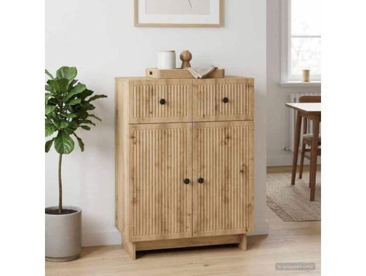 RJPLMFV Anrichte Eiche Handwerk 66 x 34,5 x 90 cm Holzwerkstoff, Regale und Schubladen, Wandmontage, Vintage-Stil