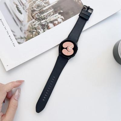 Everyday Crate Samsung Galaxy Watch4 Leather Strap Double Sided Adjustable Replacement Watch Band black
