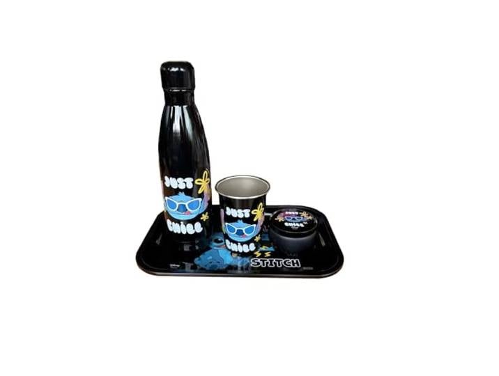 Homadict – Coffret Cadeau Stitch Just Chill - Bouteille Isotherme + Plateau Métal + Petite Boîte Métal + Gobelet Métal – Licence Officielle