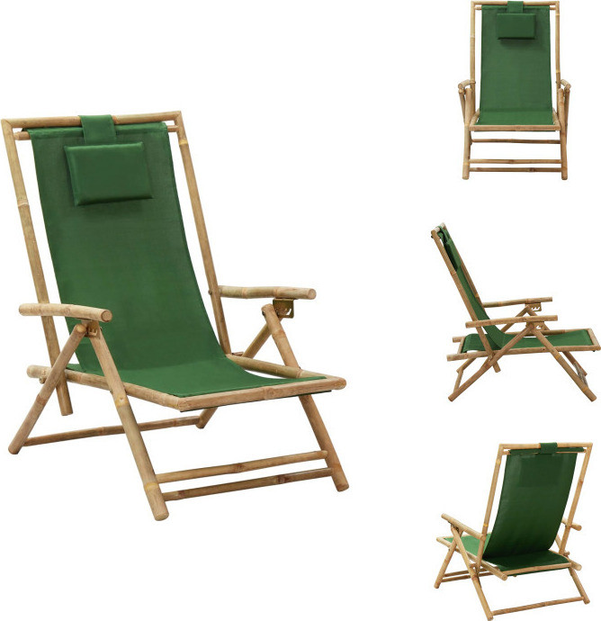vidaXL Verstelbare relaxstoel, groen, bamboe en stof