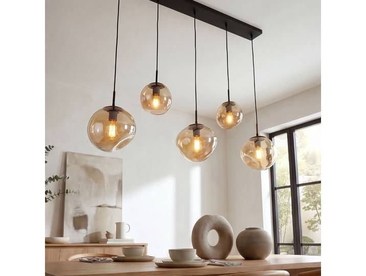 BASE Hanglamp Kasim 5-lamps, Glas - Amber