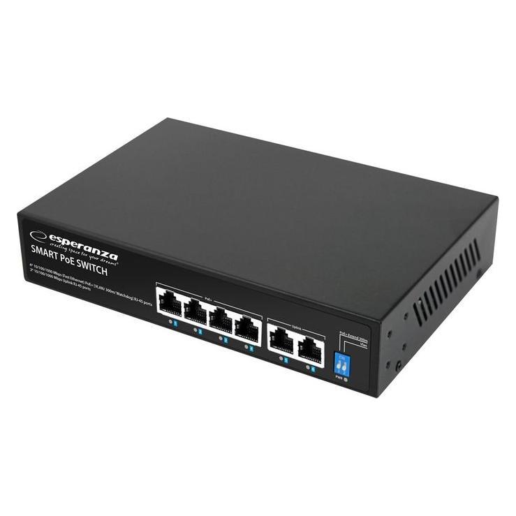 Esperanza 4 PoE + 2 UPLINK PORT ETHERNET SWITCH 10/100/1000 GOLIATH (6 Ports) (ESPERANZA)