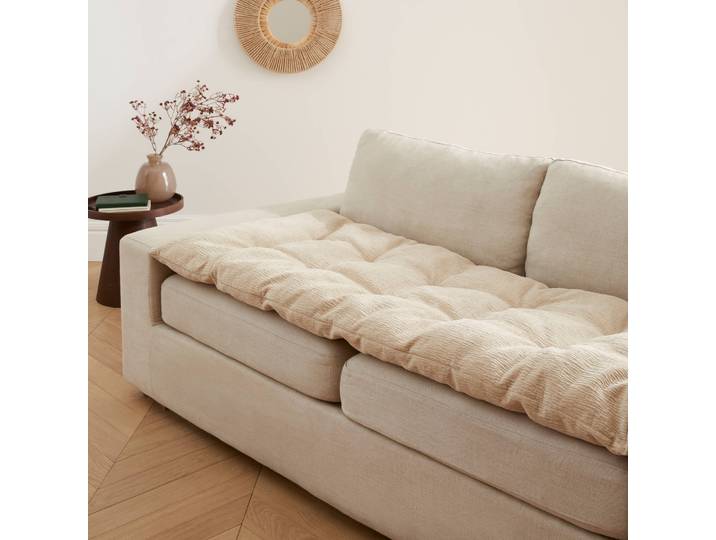 Long coussin de canapé tissage chenille - Blancheporte