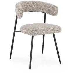 Esszimmerstuhl Amaia 4er-Set aus Boucle, modern gepolstert, grau, Metallgestell schwarz