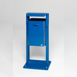 PROREGAL Klassischer eckiger Abfallsammler für Außenbereich | mit Dach | mit Bodenplatte | HxBxT 103x43x31,5cm | Blau | Mülleimer Abfalleimer