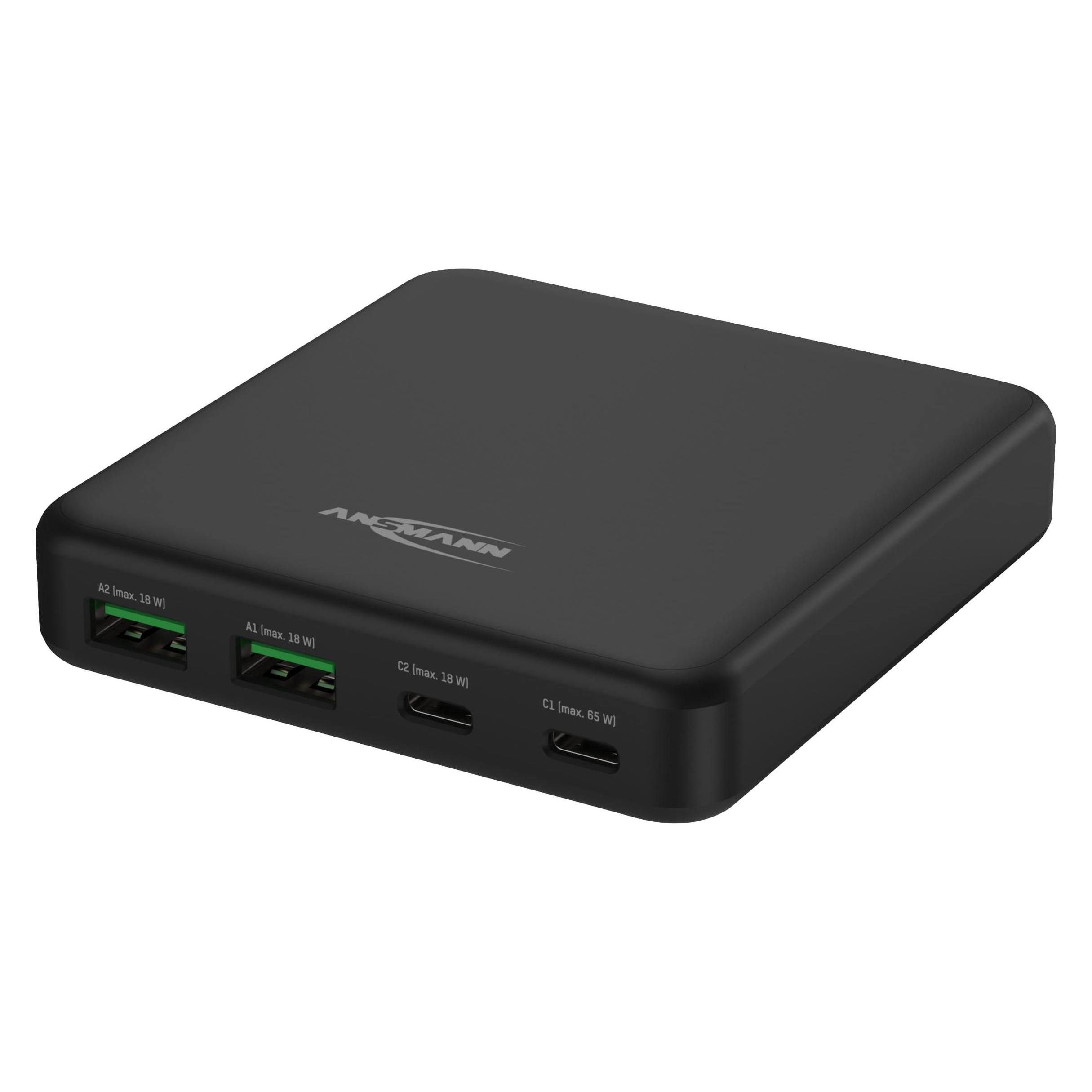 Ansmann USB-Ladeger?t 4-Port 65W PD/QC/GAN (65 W, 4 Ports) (1001-0141)