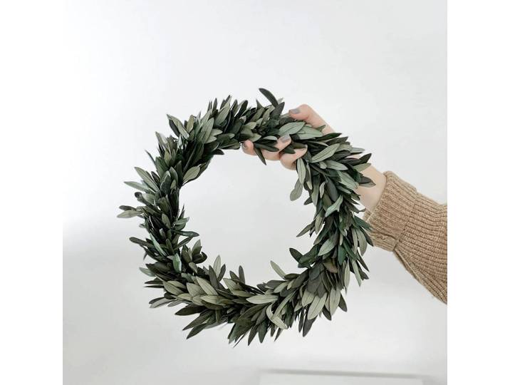 Lykke & You Trockenblumen Kranz aus konservierte Olivenzweigen, Grün, Naturmaterialen, 30 cm, Dekoration, Blumen & Blumentöpfe