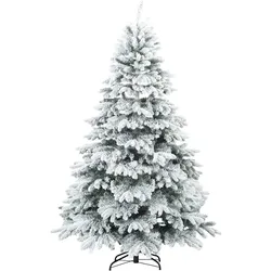 vidaXL Künstlicher Scharnier-Weihnachtsbaum schneebedeckt Weiß 210 cm