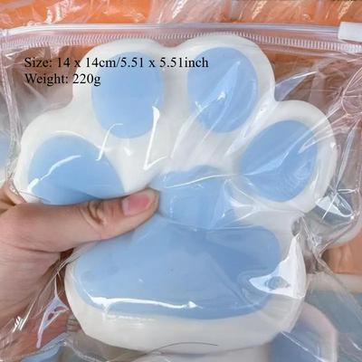 DynamicDeals Ultra Soft Jumbo Cat Paw Sensory Stress Relief Squishy Slow Rising Fidget Toy For Adults & Kids smooth Blue