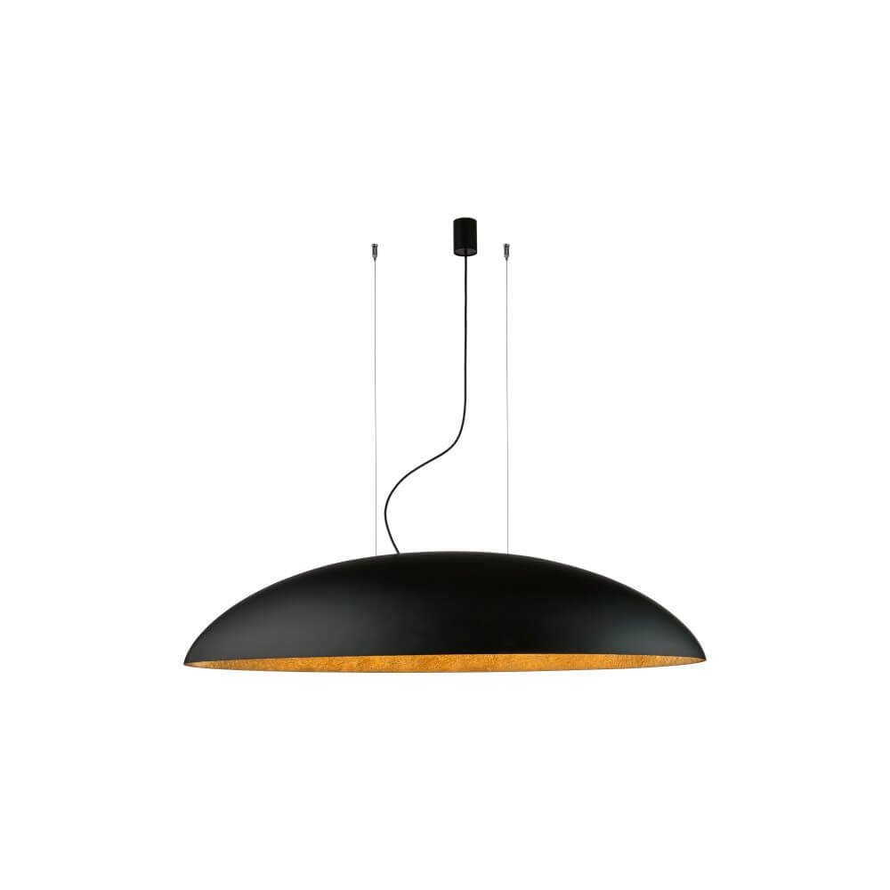 Lyora Extra grote hanglamp Canoe zwart/goud met aluminium, Ø 117 cm