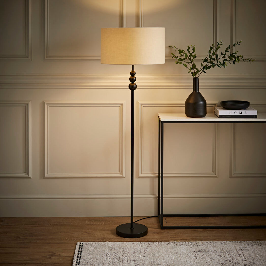 Rosdorf Park Randalia 145cm Traditional Floor Lamp Natural/Black 145cm H X 45cm W X 45cm D