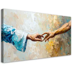 LEINWANDBILD Die Erschaffung Adams Imitation von Farbe 100x50cm