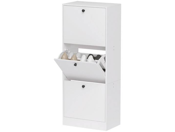 Jamb Schuhschrank Soria Norte Weiss verstellbar 47/28/115 cm, Weiß, Holz, 47x115x28 cm, Garderobe, Schuhaufbewahrung, Schuhschränke
