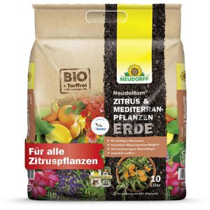 Neudorff Blumenerde  NeudoHum Zitrus- & Mediterranpflanzenerde, Bio, für Zitruspflanzen, torffrei, mit Dünger, 10 Liter