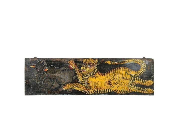 Luxury-Park-Direct Kommode India breites Wandbild mit klassischem Tiger Motiv Asien Kunst Dekorat