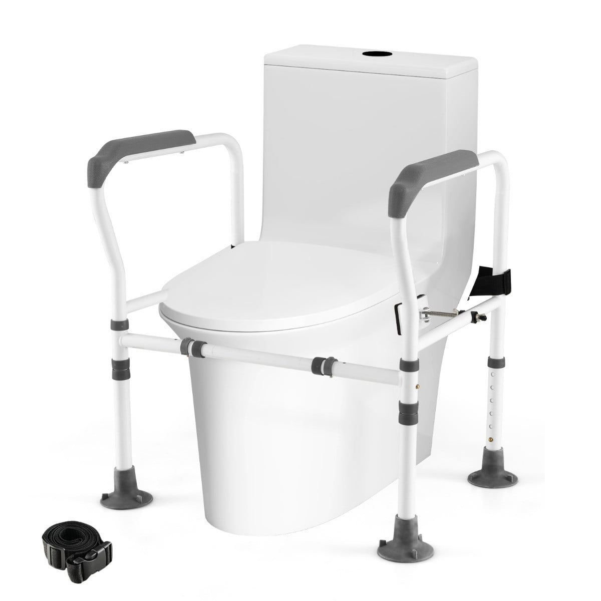 Costway Veiligheidsreling voor Toiletten met Verstelbare Hoogte, Robuuste Toiletsteun, Grijs
