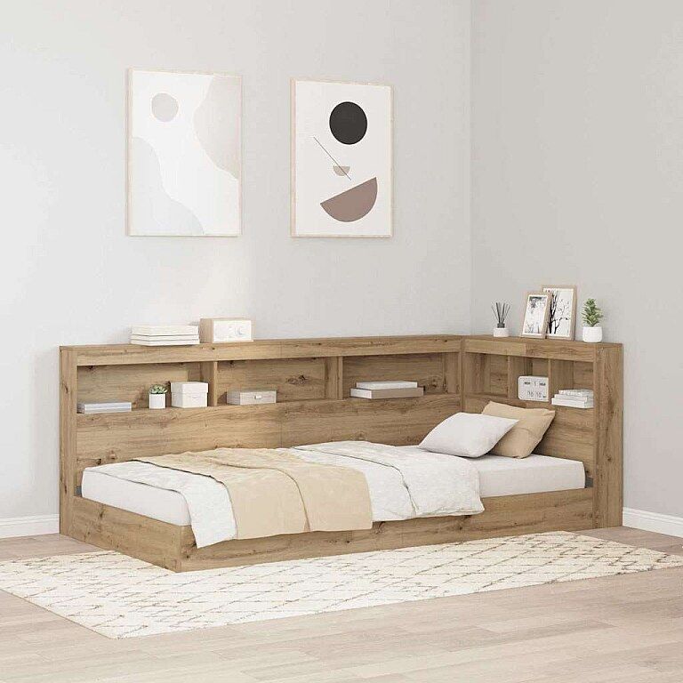 Clicnbuy Cabecera de almacenamiento con estante Roble artisan 90 cm