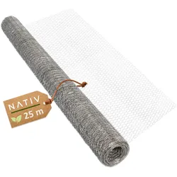 Lemodo Maschendrahtzaun verzinkt, 25 m lang, silber