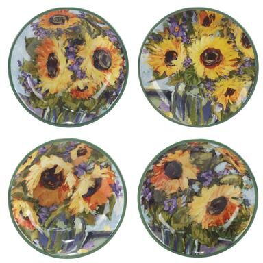 Certified International Sunflower Bouquet 38 oz. Soup/Pasta Bowls, Set of 4 Assorted Designs - 38 Oz.