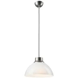 Bioledex Pendelleuchte Glaslampe 30cm weiß mit Textiklabel